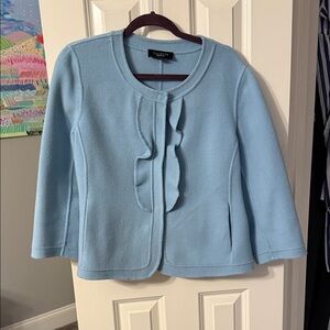 Talbots Sky Blue Ruffle-Front Blazer